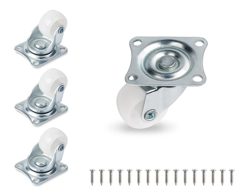 Cofufu 1" Low Profile Caster Wheels Set of 4, No Noise Casters for Furniture with Polyurethane Wheels, Small Rectangle Swivel Caster with 360 Degree Top Plate 22 lbs Weighs Capacity Each Caster - Image 1